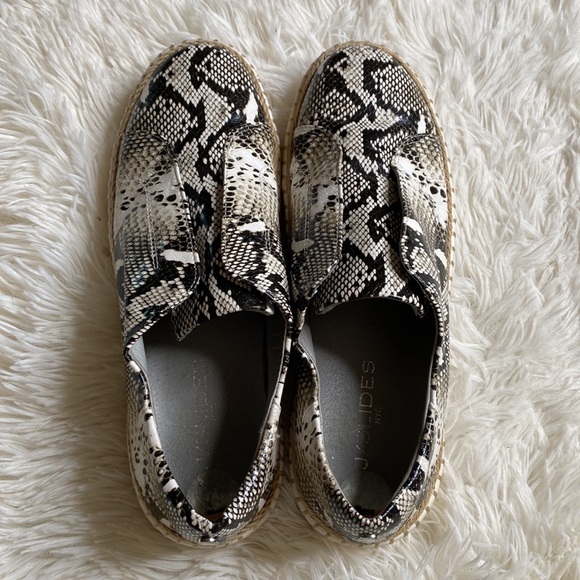 J Slides Black White Python Print Slip On Espadrille Sneakers Size 7 - Picture 11 of 12